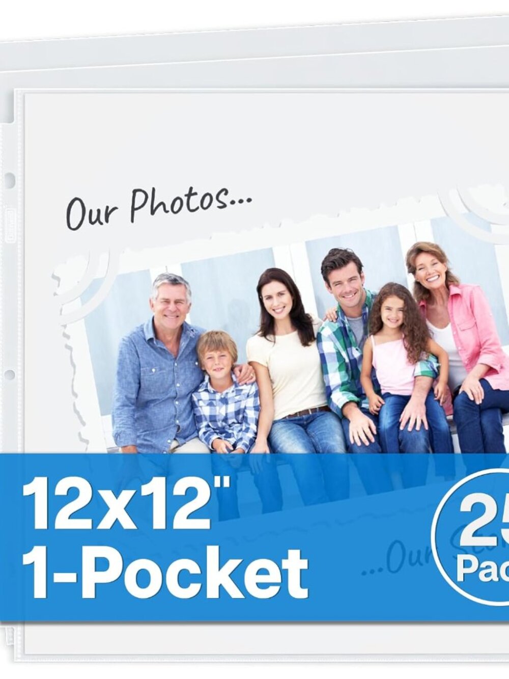 12x12 Scrapbook Refill Pages, 25 Pack Sheet Protectors for Binders